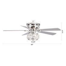 Cargar imagen en el visor de la galería, 48&quot; Modern Chrome Flush Mount Reversible Crystal Ceiling Fan with Lighting and Remote Control
