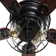 Cargar imagen en el visor de la galería, 48&quot; Ummuhan Industrial Flush Mount Reversible Ceiling Fan with Lighting and Remote Control
