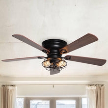 Cargar imagen en el visor de la galería, 48&quot; Ummuhan Industrial Flush Mount Reversible Ceiling Fan with Lighting and Remote Control
