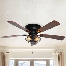 Carregar imagem no visualizador da galeria, 48&quot; Ummuhan Industrial Flush Mount Ceiling Fan with Lighting

