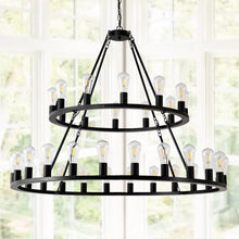 Carregar imagem no visualizador da galeria, 48&quot; Wagon Wheel Hanging Lights Ceiling Chandelier for Dining &amp; Living Room
