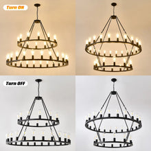 Carregar imagem no visualizador da galeria, 48&quot; Wagon Wheel Hanging Lights Ceiling Chandelier for Dining &amp; Living Room
