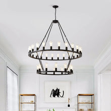 Carregar imagem no visualizador da galeria, 48&quot; Wagon Wheel Hanging Lights Ceiling Chandelier for Dining &amp; Living Room
