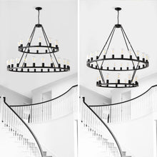 Carregar imagem no visualizador da galeria, 48&quot; Wagon Wheel Hanging Lights Ceiling Chandelier for Dining &amp; Living Room
