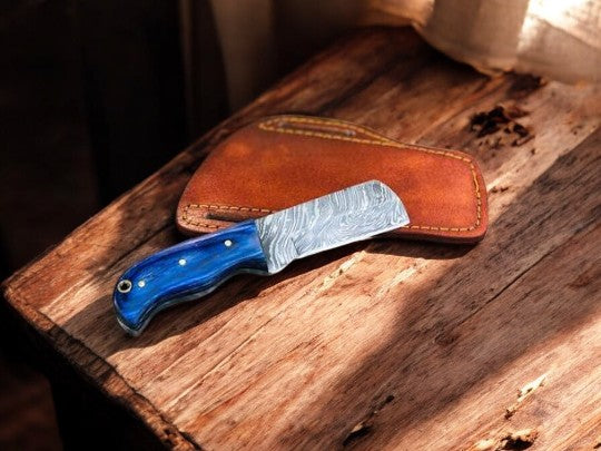 Custom Handmade Bull Cutter Knife – Damascus Steel Blade