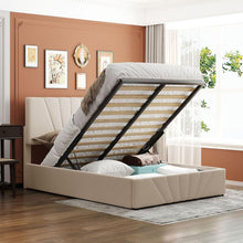 Load image into Gallery viewer, Full size Upholstered Platform bed with a Hydraulic Storage System - Beige
