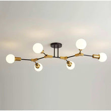 Load image into Gallery viewer, Epinl Modern Sputnik Light Fixture 6-Lights Chandelier Black and Gold Chandelier Metal Semi Flush Mount Ceiling Light for Bedroom Living Room Hallway.E26 Socket
