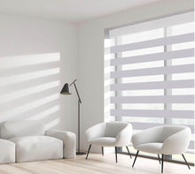 Load image into Gallery viewer, SUNFREE Zebra Blinds Dual Roller Shades for Windows, Zebra Shade Light Control Window Treatments with Valance Cover, 38&quot; W x 72&quot; H, Light Greyz
