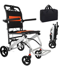 Carregar imagem no visualizador da galeria, Ultra-Light Transport Wheelchair - Folding Portable Wheelchair with Hand Brake - Trolleys for Elderly Aircraft Travel with Bag
