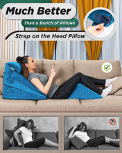 Load image into Gallery viewer, LX11 5pcs Orthopedic Bed Wedge Pillow System, with Hot Cold Pack Blue
