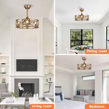 Load image into Gallery viewer, 22&quot; Kashmir Modern Glod Reversible Crystal Fandelier Ceiling Fan with Lighting and Remote Control
