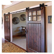 Load image into Gallery viewer, Non-Bypass Sliding Barn Door Hardware Kit - Horseshoe Design Roller
