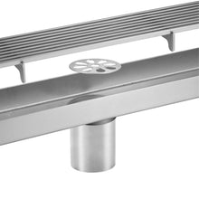 Load image into Gallery viewer, Brushed Nickel Linear shower drain stainless steel material 35.4 inch with grid cover with hair strainer and adjustment feet
