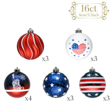 Carregar imagem no visualizador da galeria, Independence Day Bauble Ornaments, 16 Piece Patriotic Tree Decor
