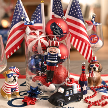 Carregar imagem no visualizador da galeria, USA Flag Inspired Patriotic Ornament Set, 70pc Red White Blue Baubles
