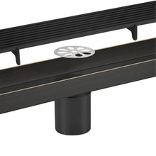 Load image into Gallery viewer, Oil Rubber Bronze Linear shower drain stainless steel material 24 inch with tile insert 2-in-1 cover with hair strainer and adjustment feet
