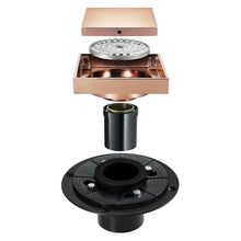 Load image into Gallery viewer, Rose Gold brass floor drain 4x4inch
