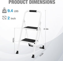 Load image into Gallery viewer, HBTower Step Ladder, 2 Step Stool for Adults, 2 Step Ladder Folding Step Stool with Cushioned Handle, 330 lbs Capacity,Step Ladder with Wide Anti-Slip
