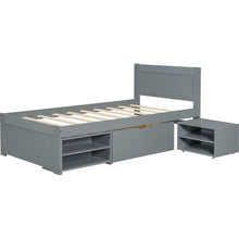 Load image into Gallery viewer, Twin Size Platform Bed With Drawer And Two Shelves, Gray
