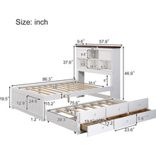 Cargar imagen en el visor de la galería, 2 Pieces Wooden Captain Bedroom Set Full Bed with Trundle and Nightstand, White+Walnut
