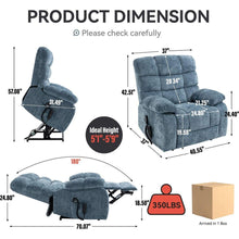 Load image into Gallery viewer, Lift Recliner Chair Heat Massage Dual Motor Infinite Position Up to 350 LBS Large Electric Power Lift Recliners with Power-Remote, Medium-firm and Heavy duty, Blue
