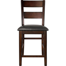 Cargar imagen en el visor de la galería, Cherry Finish Wooden Counter Height Chairs Set of 2pc Classic Style Faux Leather Upholstered Seat Transitional Furniture
