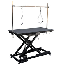 Load image into Gallery viewer, electric pet grooming table, 110V/220V professional groomer recommend super Deluxe electric pet grooming table, 110V/220V professional groomer recommend height adjust from 8 up to 36inch BLACK COLOR

