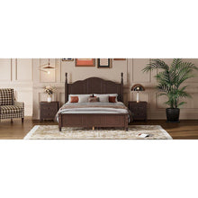 Cargar imagen en el visor de la galería, 3-Pieces Bedroom Sets,Full Size Wood Platform Bed and Two Nightstands-Dark Walnut
