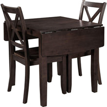 Load image into Gallery viewer, 3-Piece Wood Drop Leaf Breakfast Nook Dining Table Set with 2 X-back Chairs for Small Places, Espresso
