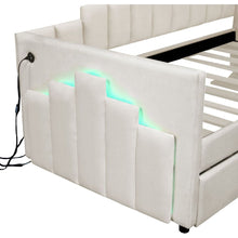 Load image into Gallery viewer, Twin Size Upholstered Daybed with Light and USB Port, Beige
