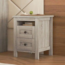 Load image into Gallery viewer, 2-Drawer Farmhouse Wooden Nightstand with Well-proportioned Design and Sleek Lines, Wood Side Table with Storage Cabinet for Bedroom, Antique Gray
