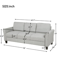 Cargar imagen en el visor de la galería, 3-Seat Sofa Living Room Linen Fabric Sofa (Light Gray)
