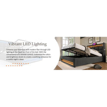 Carregar imagem no visualizador da galeria, Full size Upholstered Platform bed with a Hydraulic Storage System, LED and USB Charging, Grey (without mattress)
