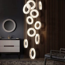 Load image into Gallery viewer, 10 Lights - Hanging LED crystal lamp for staircase, lobby, living space, stairwell
