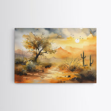 Load image into Gallery viewer, Desert Landscape Watercolor Painting, Wood Framed Canvas Print, Utah Desert Painting, Metal Print, Farmhouse Decor
