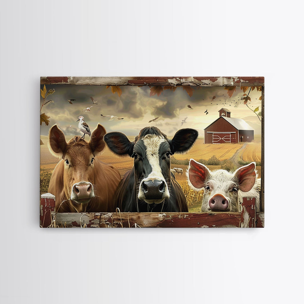 Cute Farmhouse Animal Print, Window Art, Wall Art, Home Decor, Wall Decor, Cute Farmhouse Kitsch Living Room Art