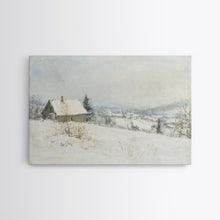 Cargar imagen en el visor de la galería, Farmhouse In The Winter, Framed Canvas Print, Christmas Scenary Landscape Painting, Americana Art, Custom Artwork Original
