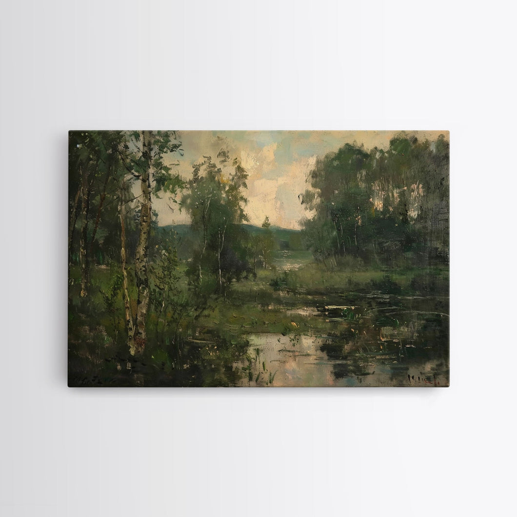 Early American Landscape Painting Framed Canvas Print | Oil Painting Print | Metal Art | Landscape Painting | Living Room Art | Home Decor