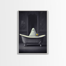 Load image into Gallery viewer, Ghost Bathroom Canvas, Dark Romantic Ghost Standing in Bathroom Creepy,  Ghost in the Bath tub Wall Art Halloween Canvas, Funny Halloween
