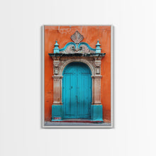 Cargar imagen en el visor de la galería, Change1 Mexican Wall Art, Colorful Mexican Door Architecture Painting Framed Canvas Print, Traditional Hacienda Architecture, Ready To Hang
