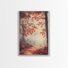 Load image into Gallery viewer, Framed Canvas Print of Autumn Path with Fall Leaves, Seasonal Wall Art, Modern Farmhouse, Gift Idea, Rustic Fall Decor, Autumn Landscape
