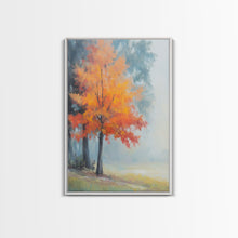 Carregar imagem no visualizador da galeria, Canvas Print of Vibrant Autumn Tree in Misty Background, Seasonal Wall Art, Fall Decor, Best Gift Idea, Modern Farmhouse Landscape Art
