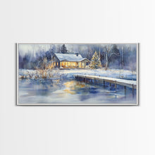 Cargar imagen en el visor de la galería, Christmas home decor, canvas print, winter landscape art, Christmas tree art, Christmas wall art, framed art, holiday wall art
