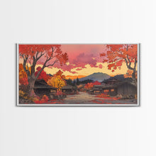 Carregar imagem no visualizador da galeria, Fall farmhouse wall art, moody landscape, canvas print, rustic Christmas decor, holiday decor, gallery wall, seasonal wall art
