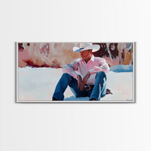 Carregar imagem no visualizador da galeria, Fall harvest Framed Canvas Print featuring a cowgirl sitting among pumpkins in a rustic setting, farmhouse autumn decor and wall art
