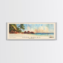 Carregar imagem no visualizador da galeria, Anse Soleil, Seychelles Watercolor Beach Print, Vacation Gift, Seychelles Wall Art, Framed Canvas Print, Framed Beach Painting
