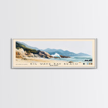 Load image into Gallery viewer, Big Wave Bay Beach, Hong Kong Watercolor Print, Vacation Gift, Hong Kong Wall Art, Beach Painting, Beach Decor, Large Wall Art, Wood Frame Art
