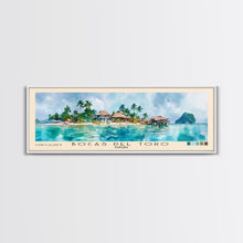 Load image into Gallery viewer, Bocas del Toro , Panamá Watercolor Beach Print, Vacation Gift, Panamá Wall Art, Framed Canvas Print, Framed Beach Painting
