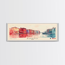 Load image into Gallery viewer, Burano, Italy Watercolor Print, Vacation Gift, Italy Wall Art, Beach Painting, Beach Decor, Large Wall Art, Wood Frame Art

