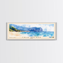 Carregar imagem no visualizador da galeria, Cala Salada, Spain Watercolor Beach Print, Vacation Gift, Spain Wall Art, Framed Canvas Print, Framed Beach Painting
